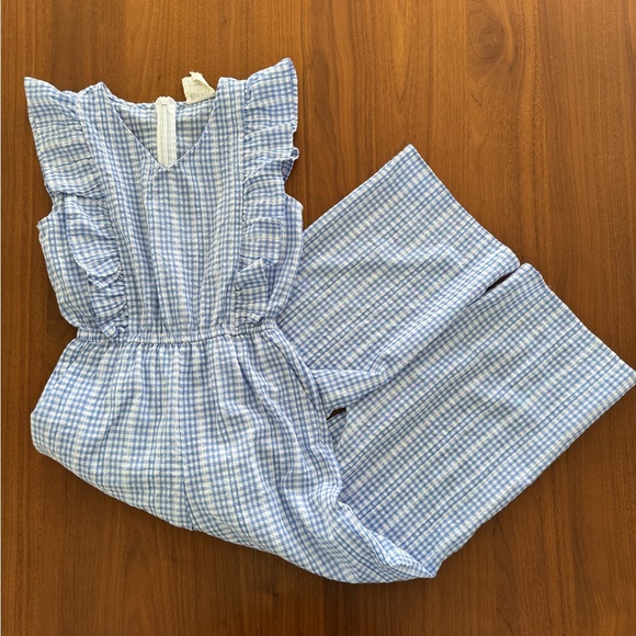 Hayden Girls Blue and White Gingham Jumpsuit - Picture 1 of 5